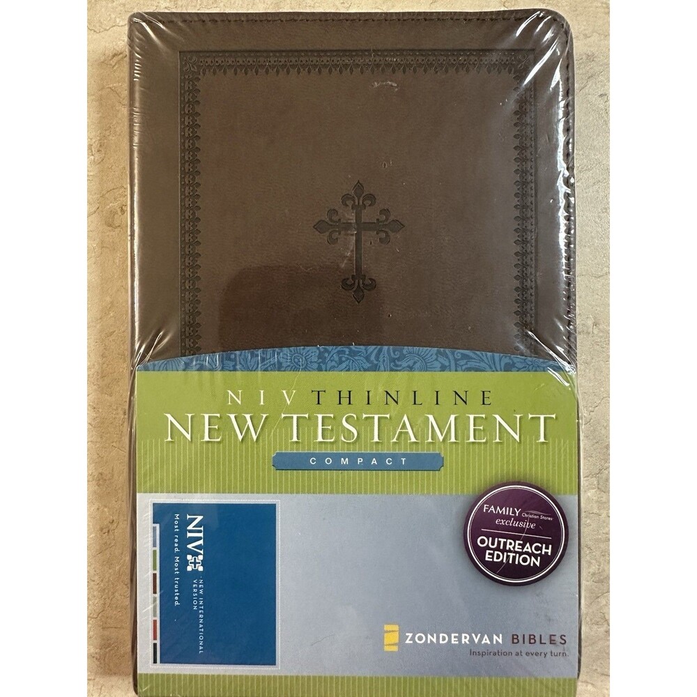 NIV Compact Thinline New Testament Chocolate Embossed Italian Duo-Tone New